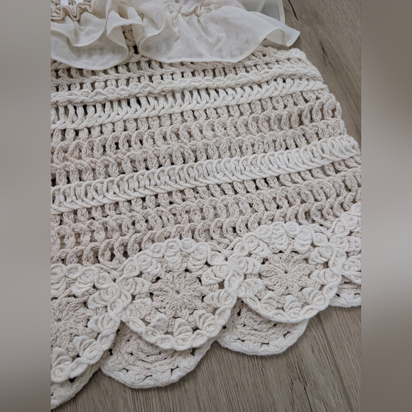 Anthropologie Ruffled Ivory Ruffled Crochet Top - Picture 5 of 10